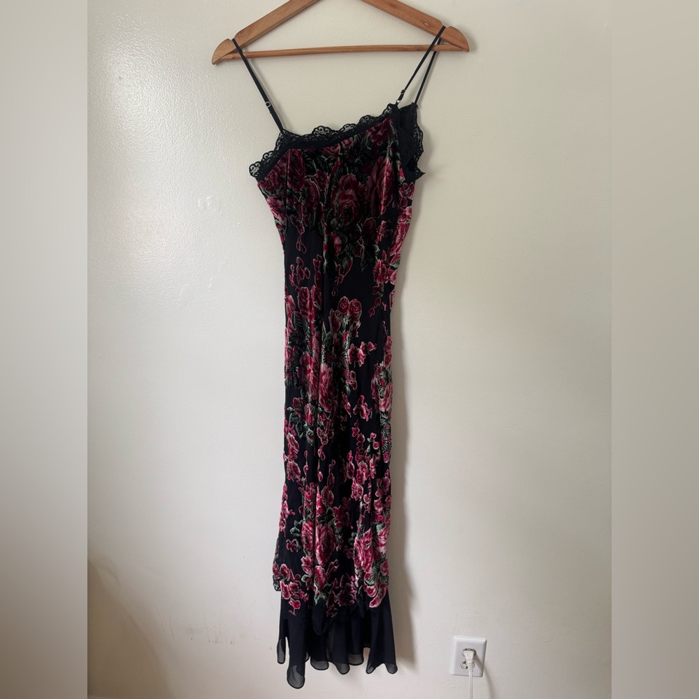 ❌SOLD❌💖🌹Vintage Betsey Johnson Velour lace rose cocktail dress - Picture 6 of 8